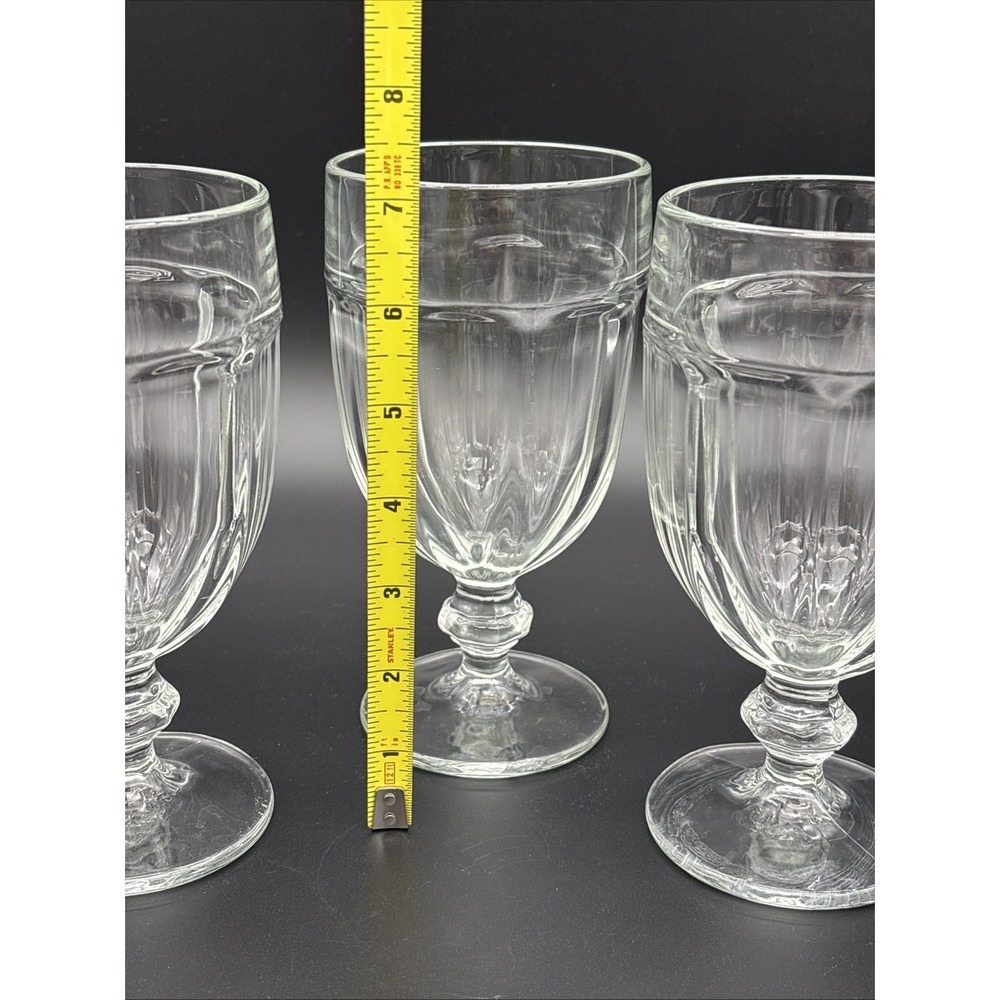 Set of 3 Vintage Libbey Gibralter Clear Glass Footed Goblets DuraTuff 7" Tall - Picture 5 of 5